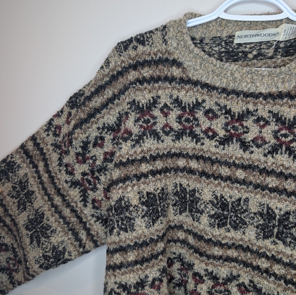 Vintage Northwoods Mens Large Striped Knit Grandpa Sweater Unisex - Picture 7 of 8